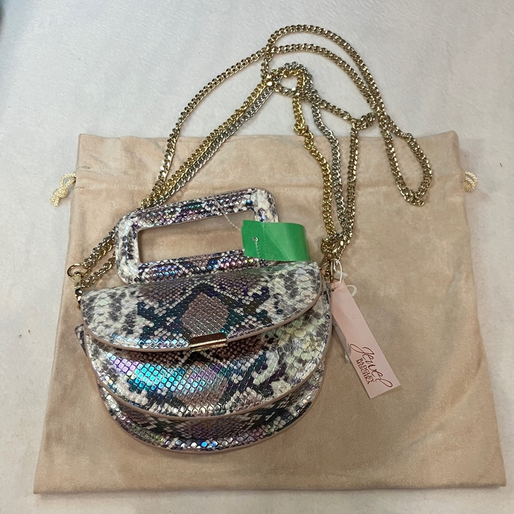 Chic Python Print Women's Bag with Gold Chain - image 1